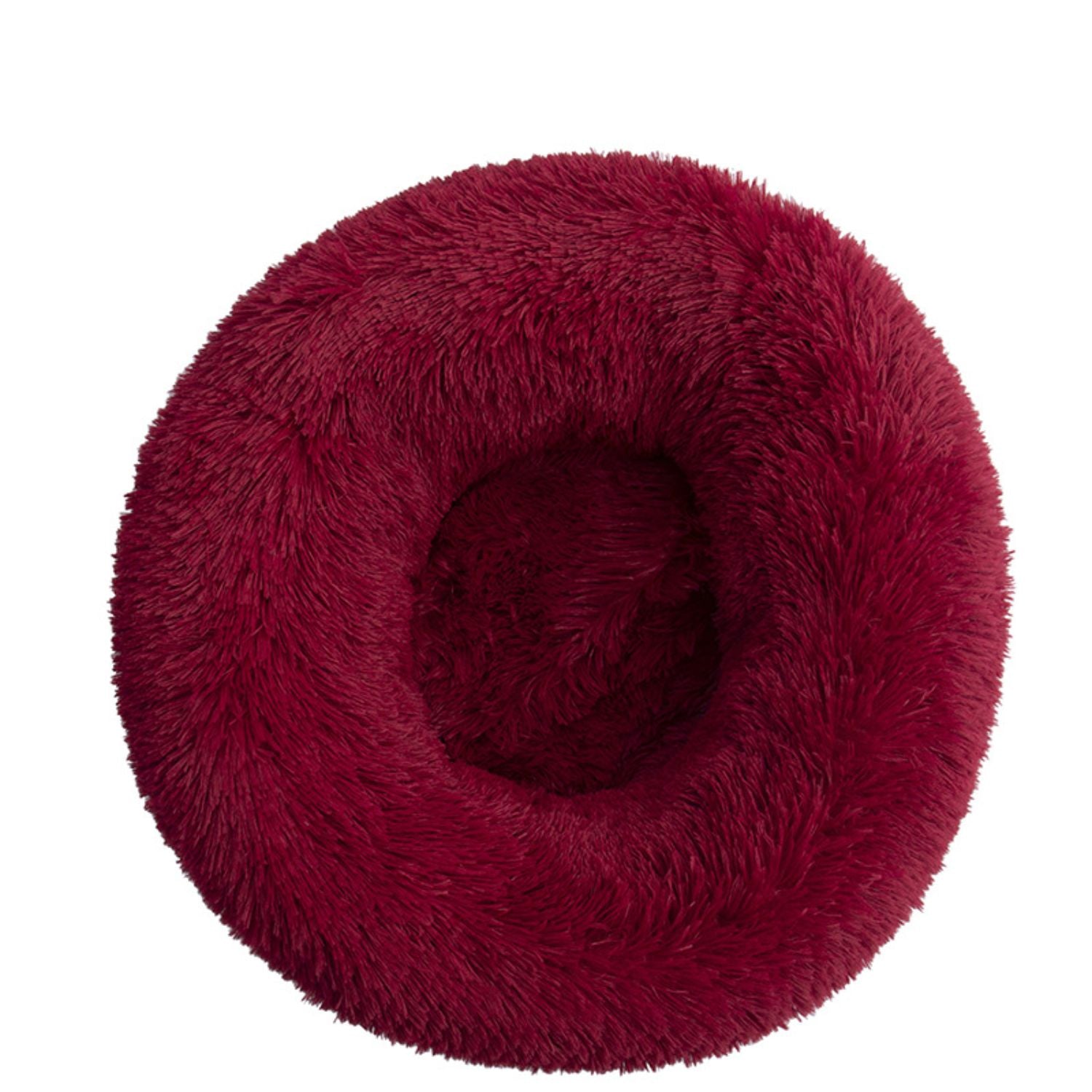 knus pluche huisdierbed rood pluche rond design voor knusse slaap